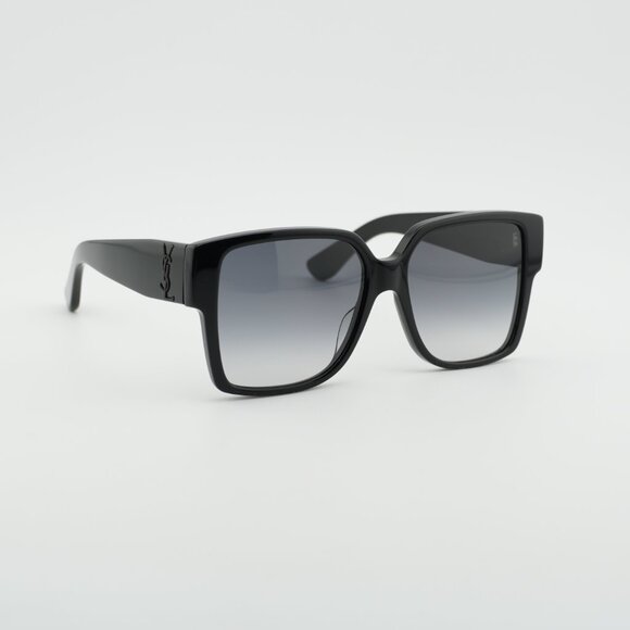 Saint Laurent SL M9 002 Sunglasses Shiny Black Square Frame, Grey Lenses main image 7